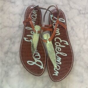 ✨NWT Sam Edelman Gigi Sandals in Metallic Green and Brown Sz 9✨